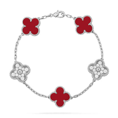 [AuraJewelry]New  CLOVER 5 MOTIF RED CORNELIAN BRACELET COLLECTION