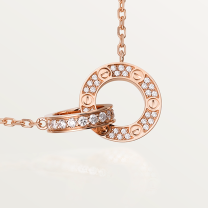 ¡®AuraJewelry¡¯LOVE 7.6MM NECKLACE ROSE GOLD AND SILVER  FULL DIAMOND