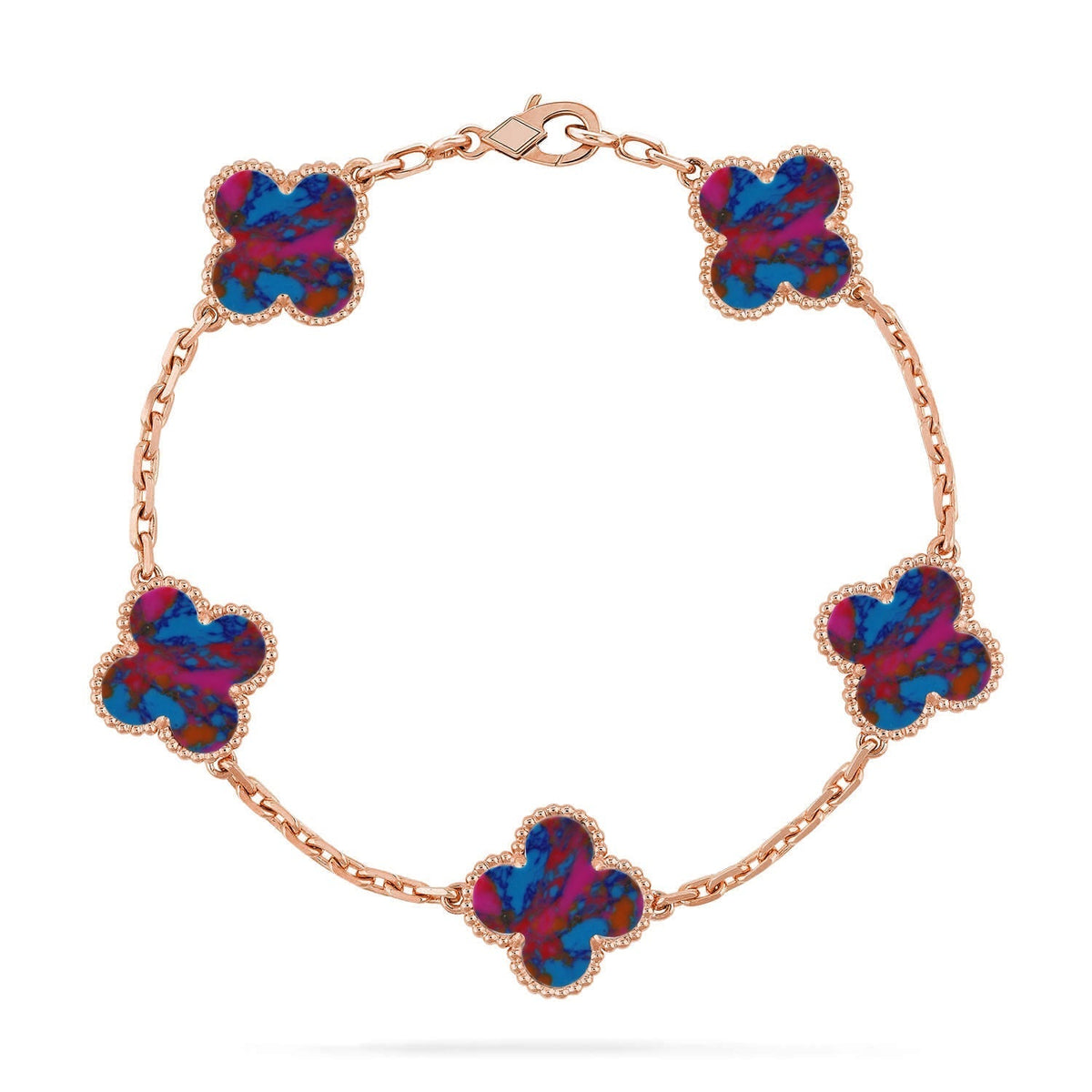 [AuraJewelry]New CLOVER 5 MOTIF COLOR GEMSTONES BRACELET COLLECTION