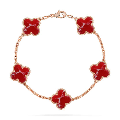 [AuraJewelry]New CLOVER 5 MOTIF RED PATTERN BRACELET COLLECTION