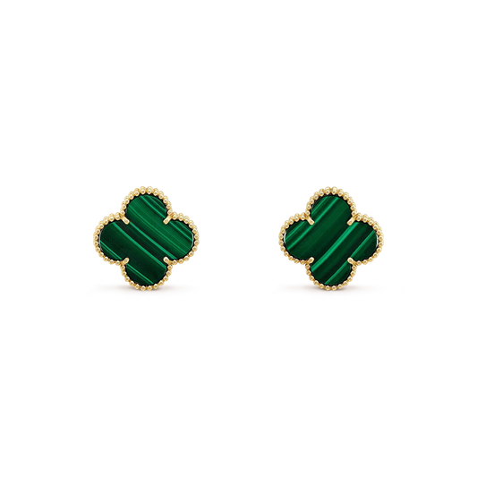 ¡®AuraJewelry¡¯CLOVER MINI 9.5MM MALACHITE  EARRINGS