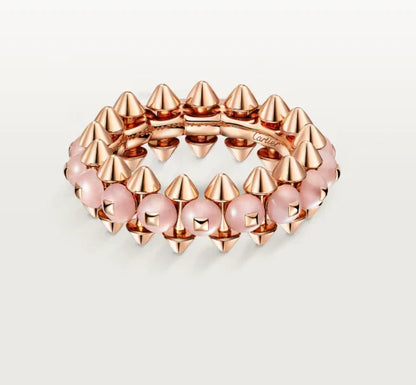 [AuraJewelry]CLASH ELEGANT ROSE GOLD RING FEATURING NATURAL AGATE