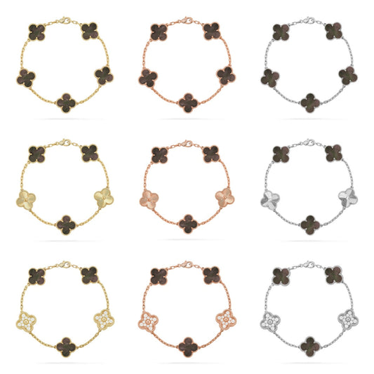[AuraJewelry]New CLOVER 5 MOTIF GRAY MOP BRACELET COLLECTION