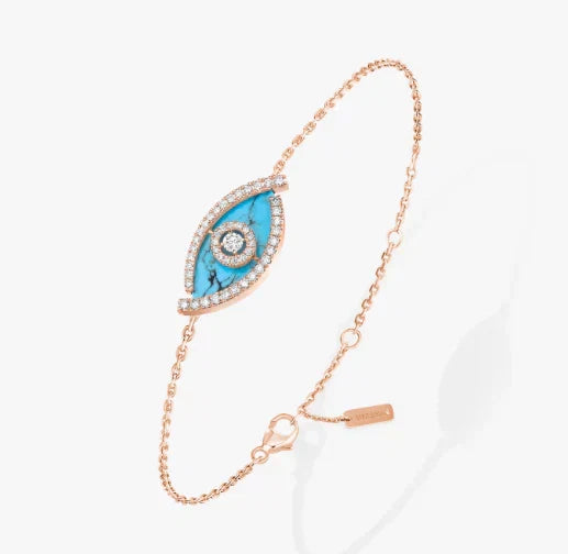 [AuraJewelry]M LUCKY EYE TURQUOISE ROSE GOLD BRACELET