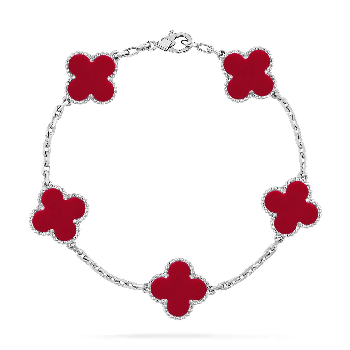 [AuraJewelry]New  CLOVER 5 MOTIF RED CORNELIAN BRACELET COLLECTION