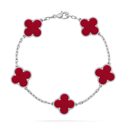 [AuraJewelry]New  CLOVER 5 MOTIF RED CORNELIAN BRACELET COLLECTION