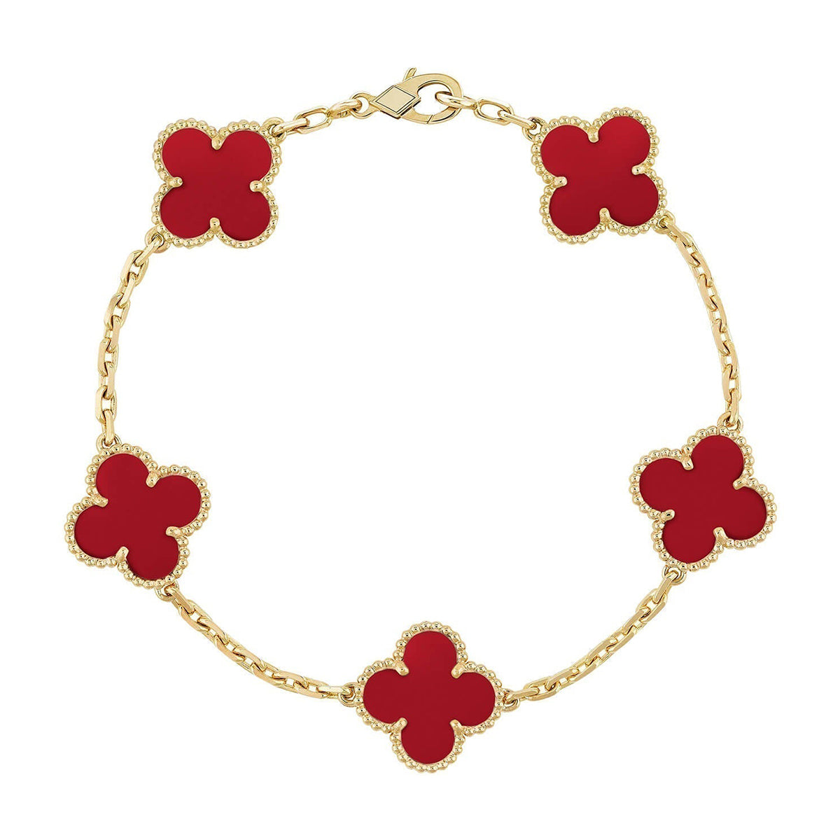 [AuraJewelry]New  CLOVER 5 MOTIF RED CORNELIAN BRACELET COLLECTION