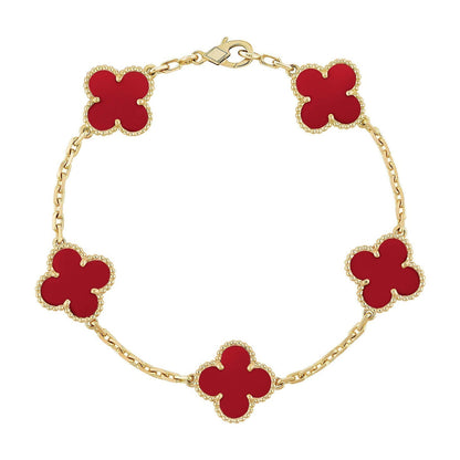 [AuraJewelry]New  CLOVER 5 MOTIF RED CORNELIAN BRACELET COLLECTION
