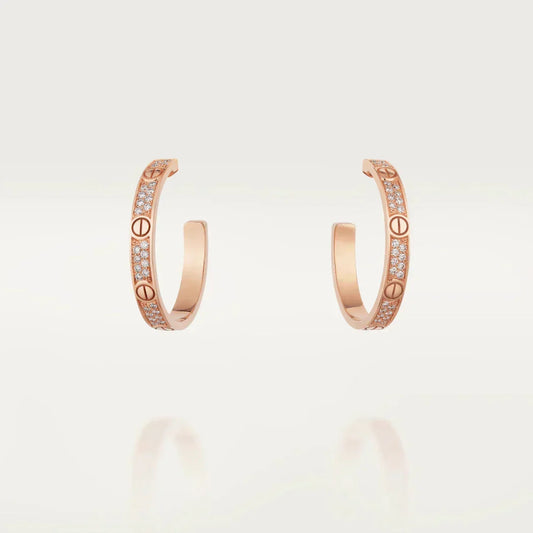 ¡®AuraJewelry¡¯LOVE DIAMOND PINK GOLD HOOP EARRINGS