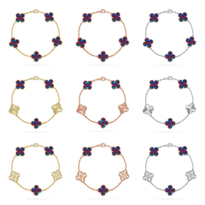 [AuraJewelry]New CLOVER 5 MOTIF COLOR GEMSTONES BRACELET COLLECTION