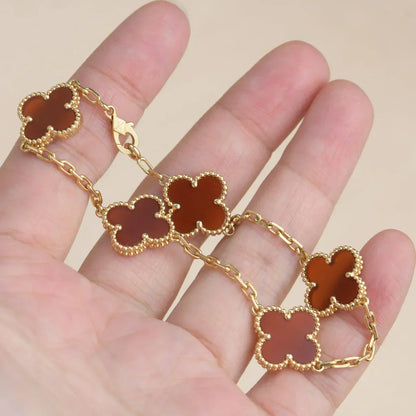 [AuraJewelry]New  CLOVER 5 MOTIF RED CORNELIAN BRACELET COLLECTION