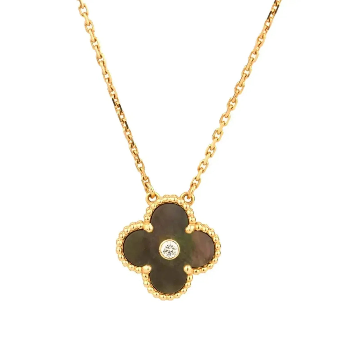 ¡®AuraJewelry¡¯CLOVER 15MM DIAMOND AND MOTHER-OF-GREY NECKLACE