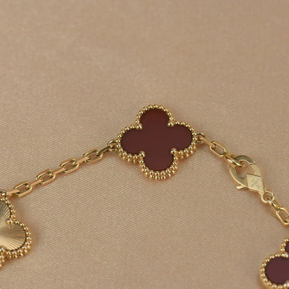 [AuraJewelry]New  CLOVER 5 MOTIF RED CORNELIAN BRACELET COLLECTION