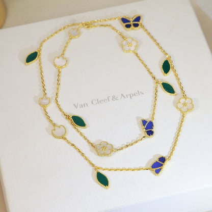 [AuraJewelry]LUCKY SPRING BUTTERFLY 15 FLOWER NECKLACE