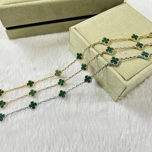 [¡®AuraJewelry¡¯]CLOVER 6 MOTIF MALACHITE BRACELET
