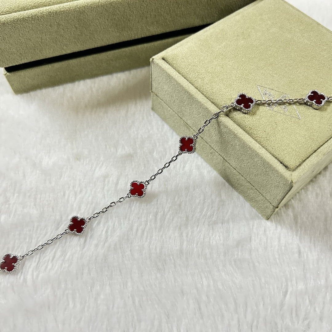 [¡®AuraJewelry¡¯]CLOVER 6 MOTIF RED AGATE BRACELET