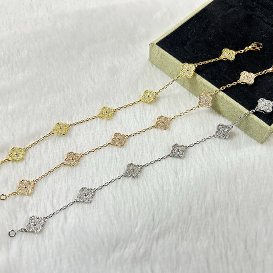 [AuraJewelry]New CLOVER 6 MOTIF DIAMOND BRACELET