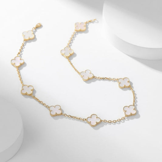 ¡®AuraJewelry¡¯CLOVER 10 MOTIFS WHITE MOTHER OF PEARL NECKLACE