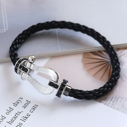 ¡®AuraJewelry¡¯FORCE LARGE HORSESHOE BLACK DIAMOND BRACELET SILVER