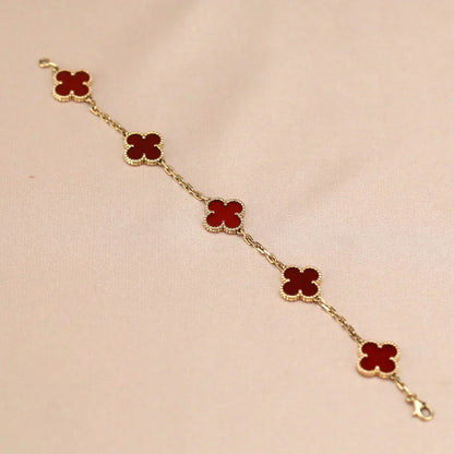 [AuraJewelry]New  CLOVER 5 MOTIF RED CORNELIAN BRACELET COLLECTION