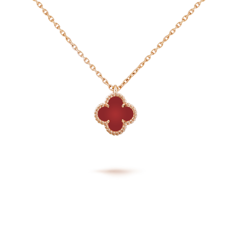 ¡®AuraJewelry¡¯CLOVER MINI 9.5MM WHITE CARNELIANS NECKLACE