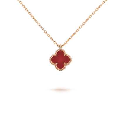 ¡®AuraJewelry¡¯CLOVER MINI 9.5MM WHITE CARNELIANS NECKLACE