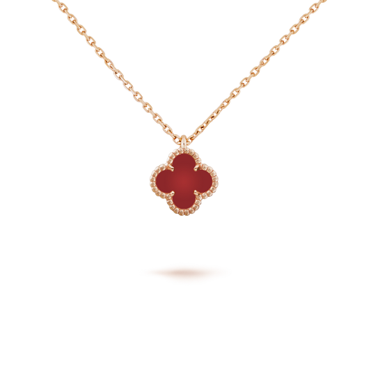 ¡®AuraJewelry¡¯CLOVER MINI 9.5MM WHITE CARNELIANS NECKLACE