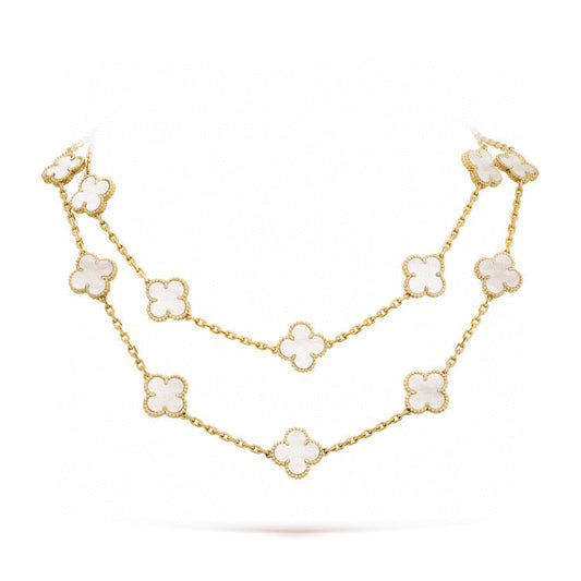 ¡®AuraJewelry¡¯CLOVER 20 MOTIFS WHITE MOP NECKLACE
