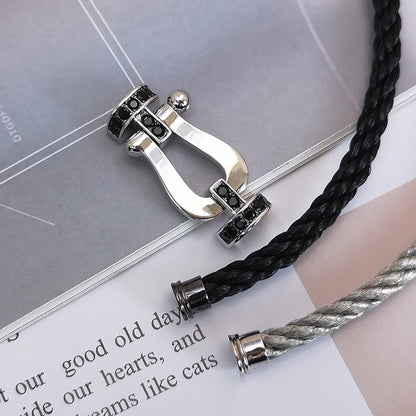 ¡®AuraJewelry¡¯FORCE LARGE HORSESHOE BLACK DIAMOND BRACELET SILVER