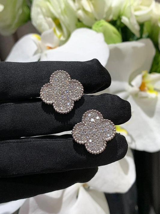 [AuraJewelry] CLOVER 20MM MOTIFS DIAMOND STUD EARRINGS SILVER
