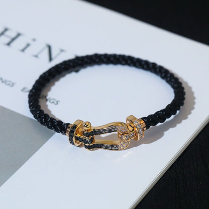 ¡®AuraJewelry¡¯FORCE LARGE HORSESHOE BLACK WHITE DIAMOND BRACELET SILVER