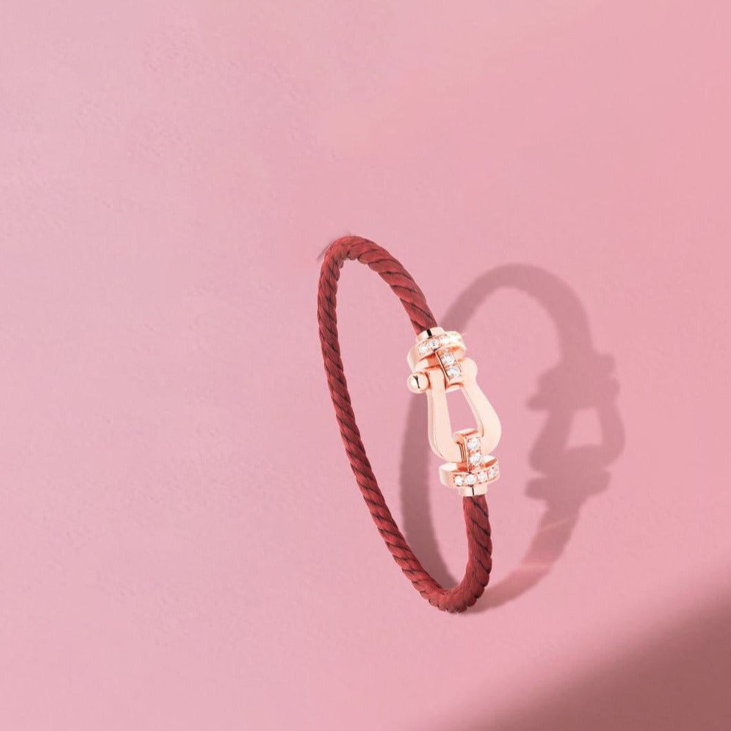 ¡®AuraJewelry¡¯FORCE 10 HALF DIAMOND PINK GOLD RED CORDERI LARGE AND MEDIUM MODEL