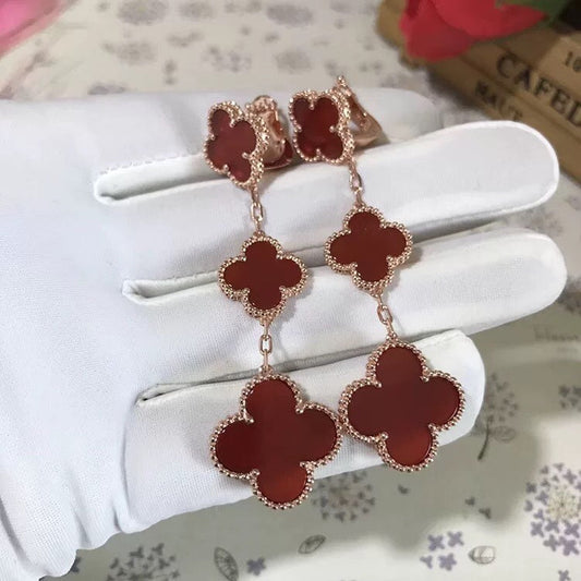 ¡®AuraJewelry¡¯CLOVER 3 MOTIF CARNELIAN DROP EARRINGS