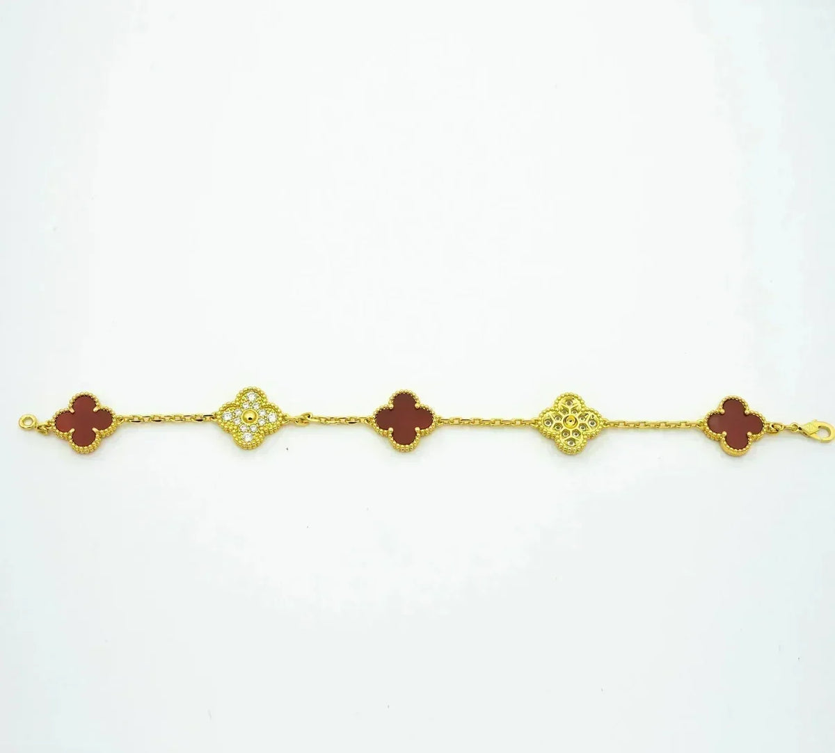 [AuraJewelry]New  CLOVER 5 MOTIF RED CORNELIAN BRACELET COLLECTION