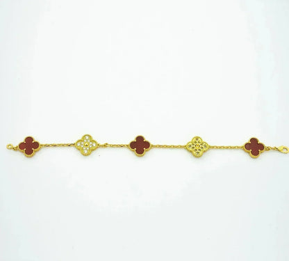 [AuraJewelry]New  CLOVER 5 MOTIF RED CORNELIAN BRACELET COLLECTION
