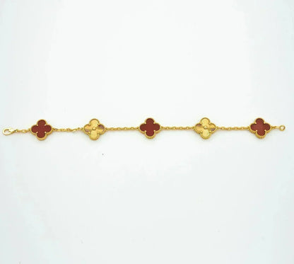 [AuraJewelry]New  CLOVER 5 MOTIF RED CORNELIAN BRACELET COLLECTION