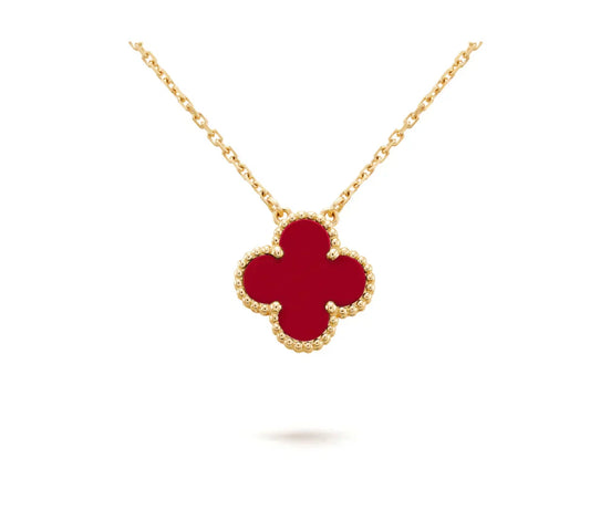 ¡®AuraJewelry¡¯CLOVER 15MM CARNELIAN SINGLE FLOWER NECKLACE