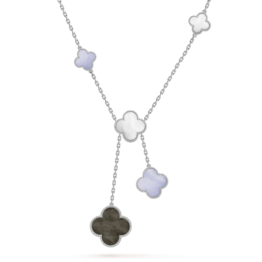 ¡®AuraJewelry¡¯CLOVER MOP CHALCEDONY NECKLACE SILVER 6 MOTIF