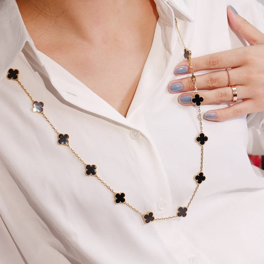 ¡®AuraJewelry¡¯CLOVER 20 MOTIFS ONYX ROSE GOLD