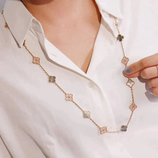 ¡®AuraJewelry¡¯CLOVER 20 MOTIFS DARK MOP DIAMOND  NECKLACE
