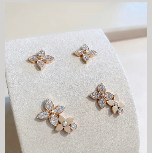 ¡®AuraJewelry¡¯STAR BLOSSOM STUD EARRINGS PINK GOLD DIAMONDS