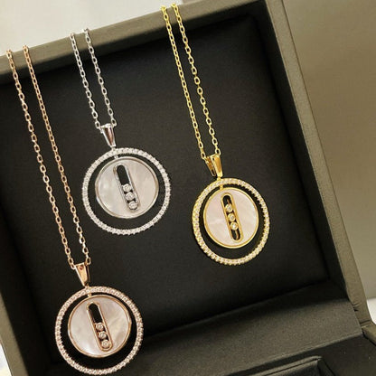 [AuraJewelry]LUCKY MOVE MM NACRE BLANCHE DIAMOND NECKLACE