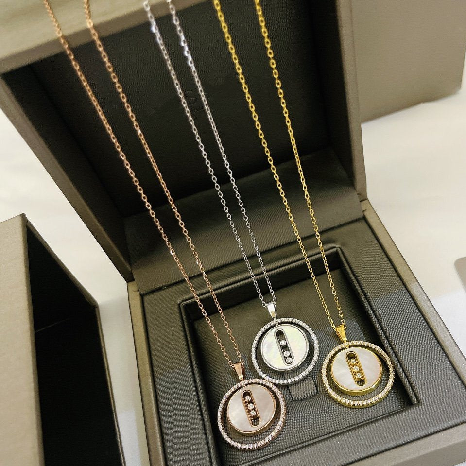 [AuraJewelry]LUCKY MOVE MM NACRE BLANCHE DIAMOND NECKLACE
