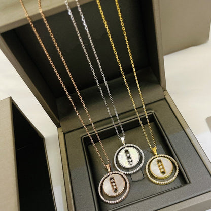 [AuraJewelry]LUCKY MOVE MM NACRE BLANCHE DIAMOND NECKLACE