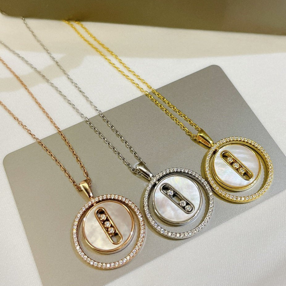 [AuraJewelry]LUCKY MOVE MM NACRE BLANCHE DIAMOND NECKLACE