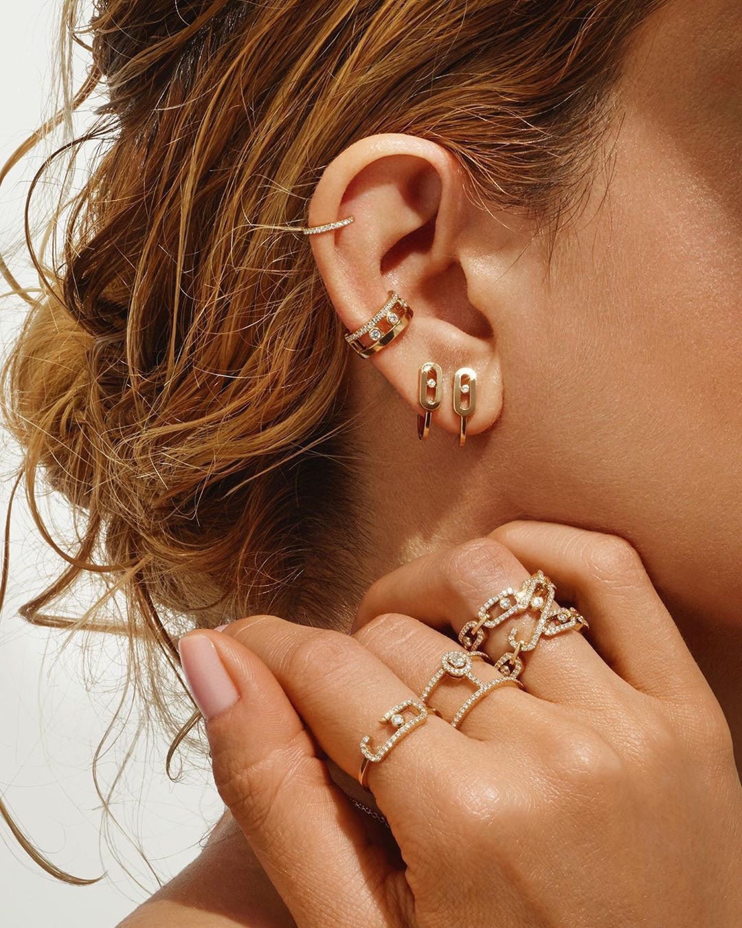 [AuraJewelry]CREOLES MOVE UNO MINI 1 DIAMOND EARRINGS