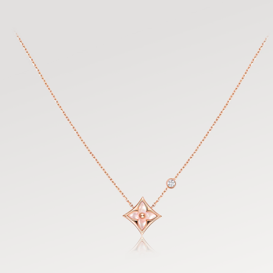 ¡®AuraJewelry¡¯STAR PINK MOP 1 DIAMOND PINK GOLD NECKLACE