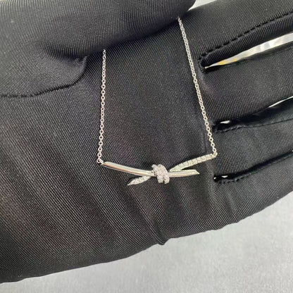 [AuraJewelry]T House Diamond-Studded Knot Necklace