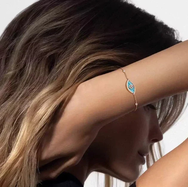 [AuraJewelry]M LUCKY EYE TURQUOISE ROSE GOLD BRACELET