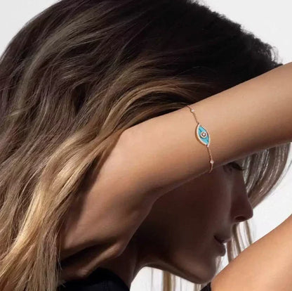 [AuraJewelry]M LUCKY EYE TURQUOISE ROSE GOLD BRACELET